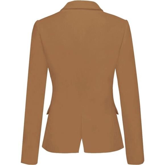 Women's Long Sleeve Formal Blazer Jacket Camel - Picture 2 of 4